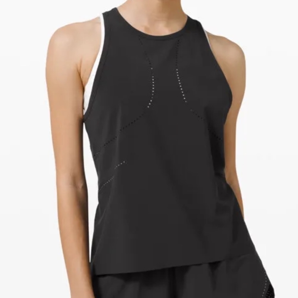 Lululemon Find Your Pace Tank Black Womens Med Large Racerback Swift Running Vis